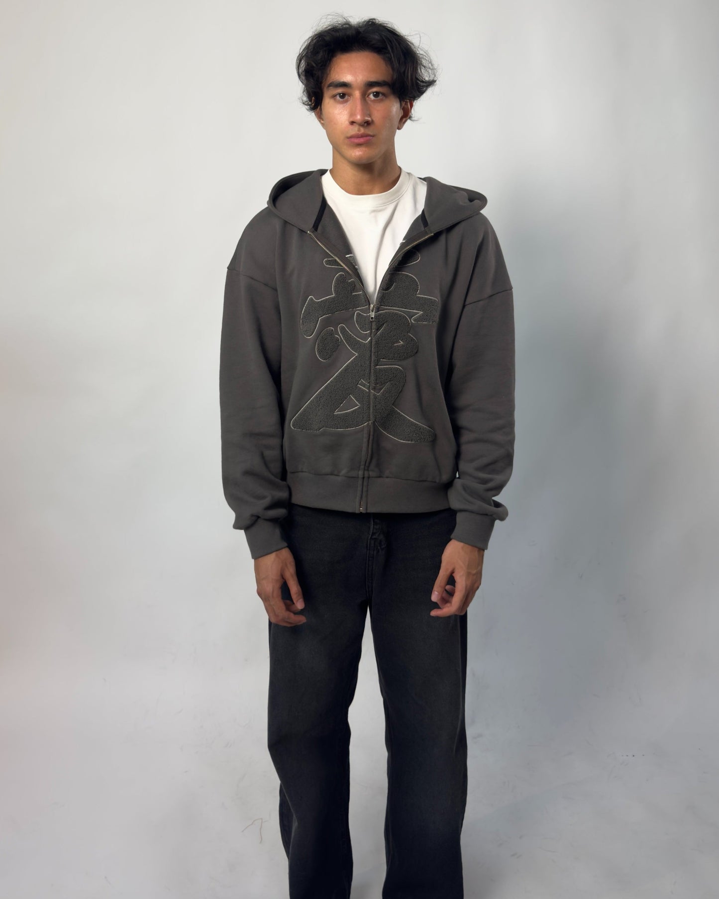 Charcoal Grey "愛" Zip Up