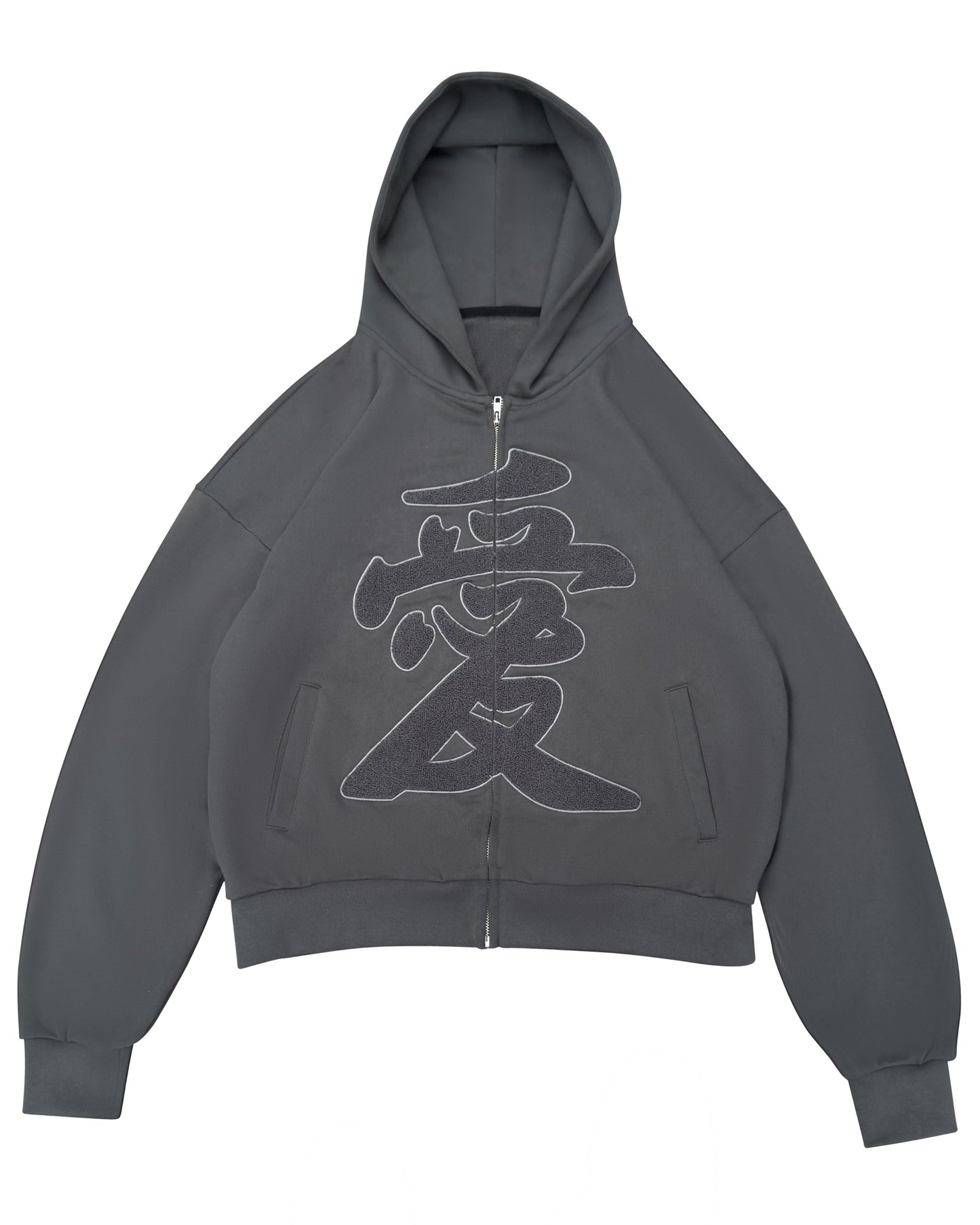 Charcoal Grey "愛" Zip Up